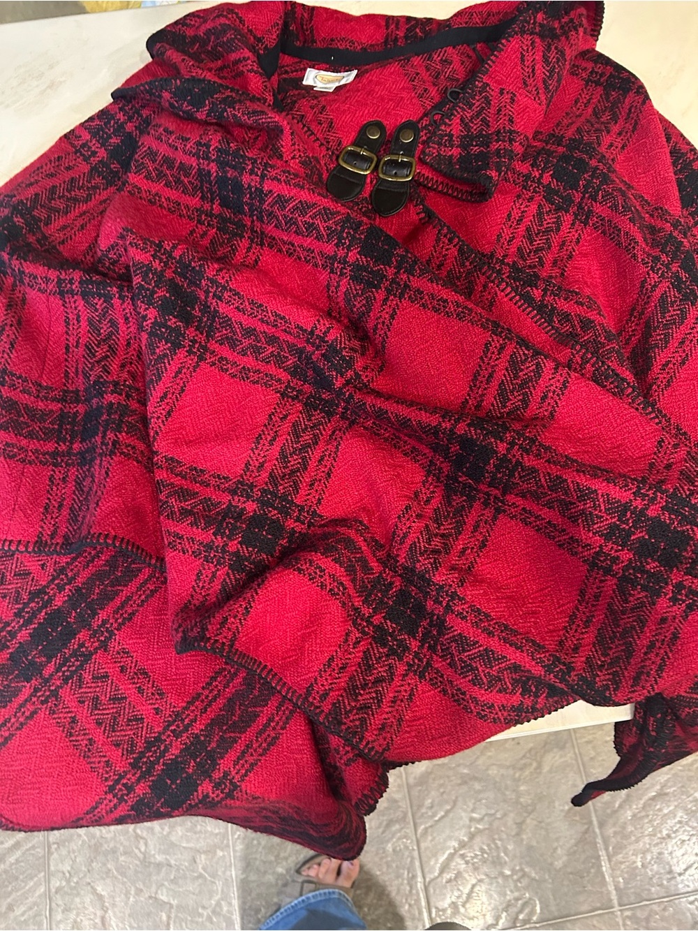 Talbots toggle hooded cape wool blend